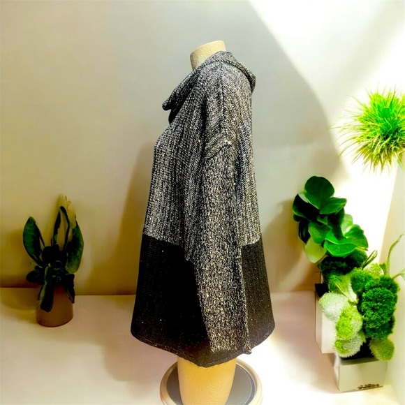 Antonio Melani Cowl Neck Boxy Tunic Sweater Black Silver Women's M - Picture 3 of 5